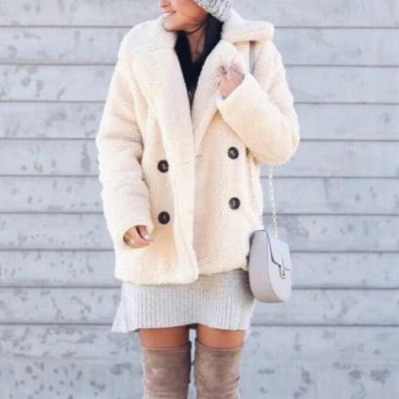 FREE PEOPLE Notched Teddy Peacoat - Picture 6 of 7